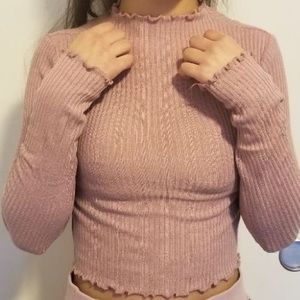 Long Sleeve Turtle Neck Shirt Dusty Pink